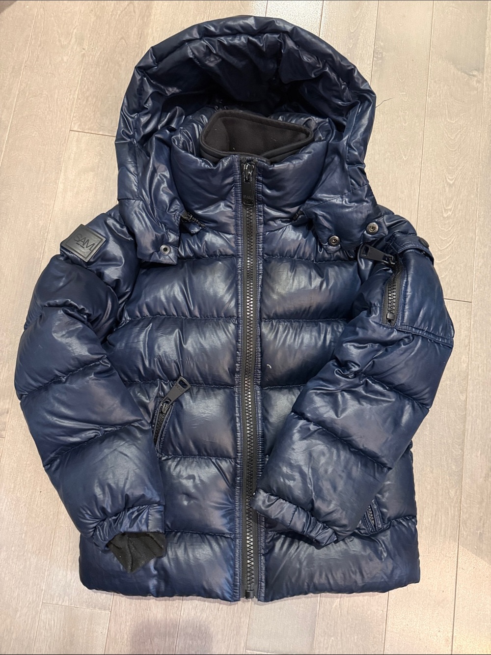 SAM. Navy Quilted Kids Puffer Jacket with Hood